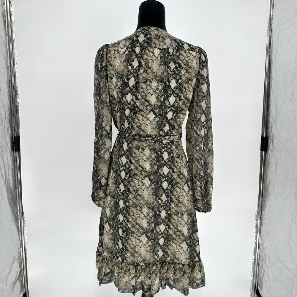Leyden Python Snake Print Chiffon Wrap Short Dres… - image 5